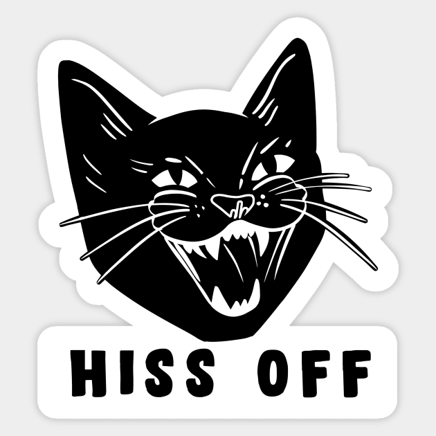 Hiss Off Black Cat Sticker by SusanaDesigns